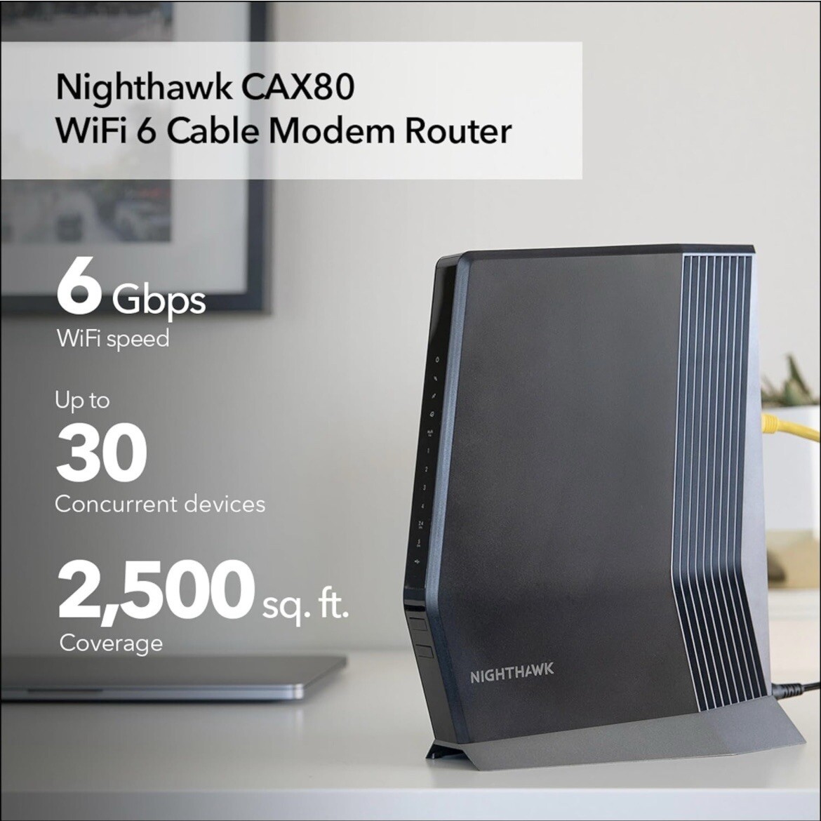 NETGEAR Nighthawk Cable Modem with WiFi 6 Router (CAX80) AX6000 DOCSIS 3.1