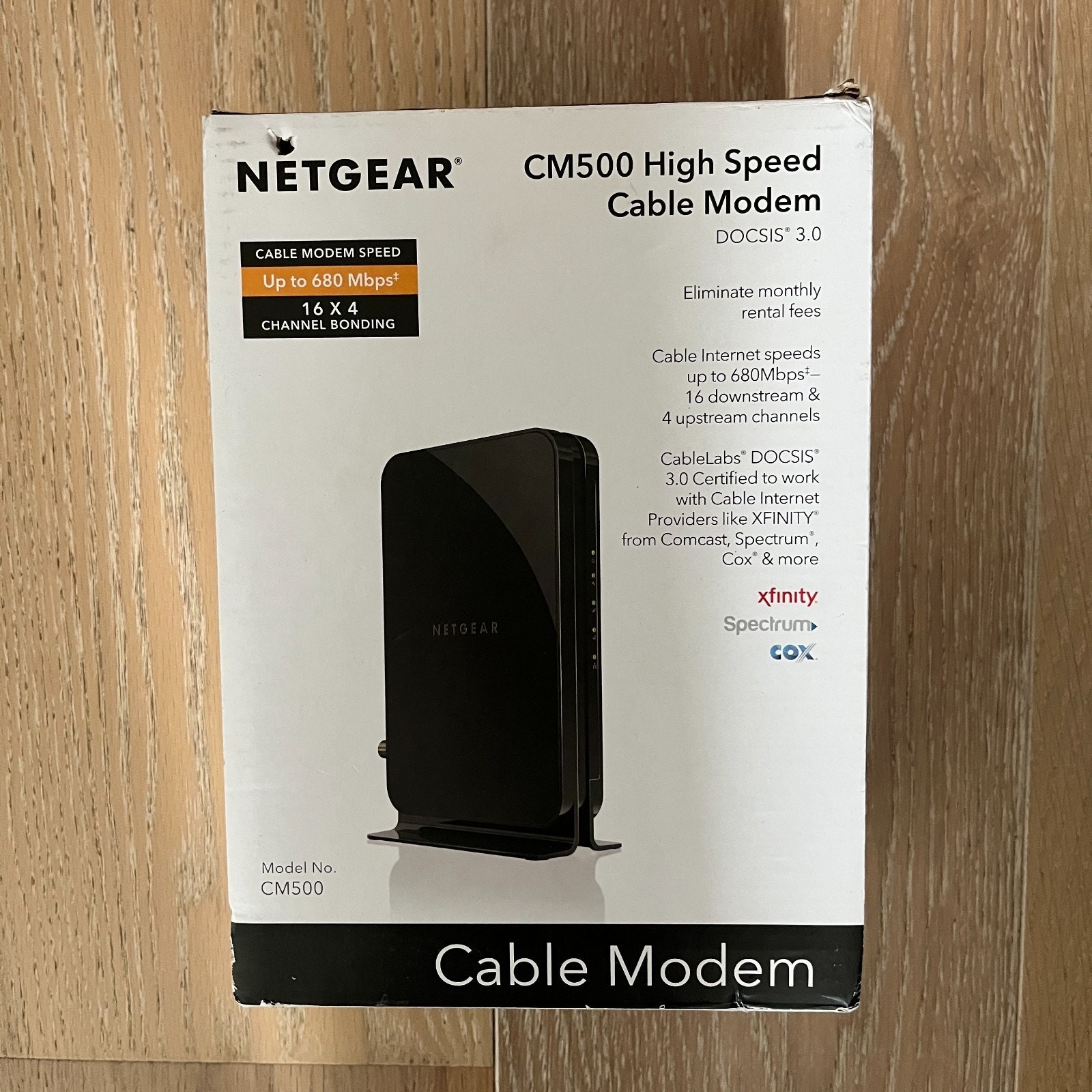 NETGEAR CM500 Hi Speed Cable Modem 680 Mbps Black (Xfinity, Spectrum, Cox)