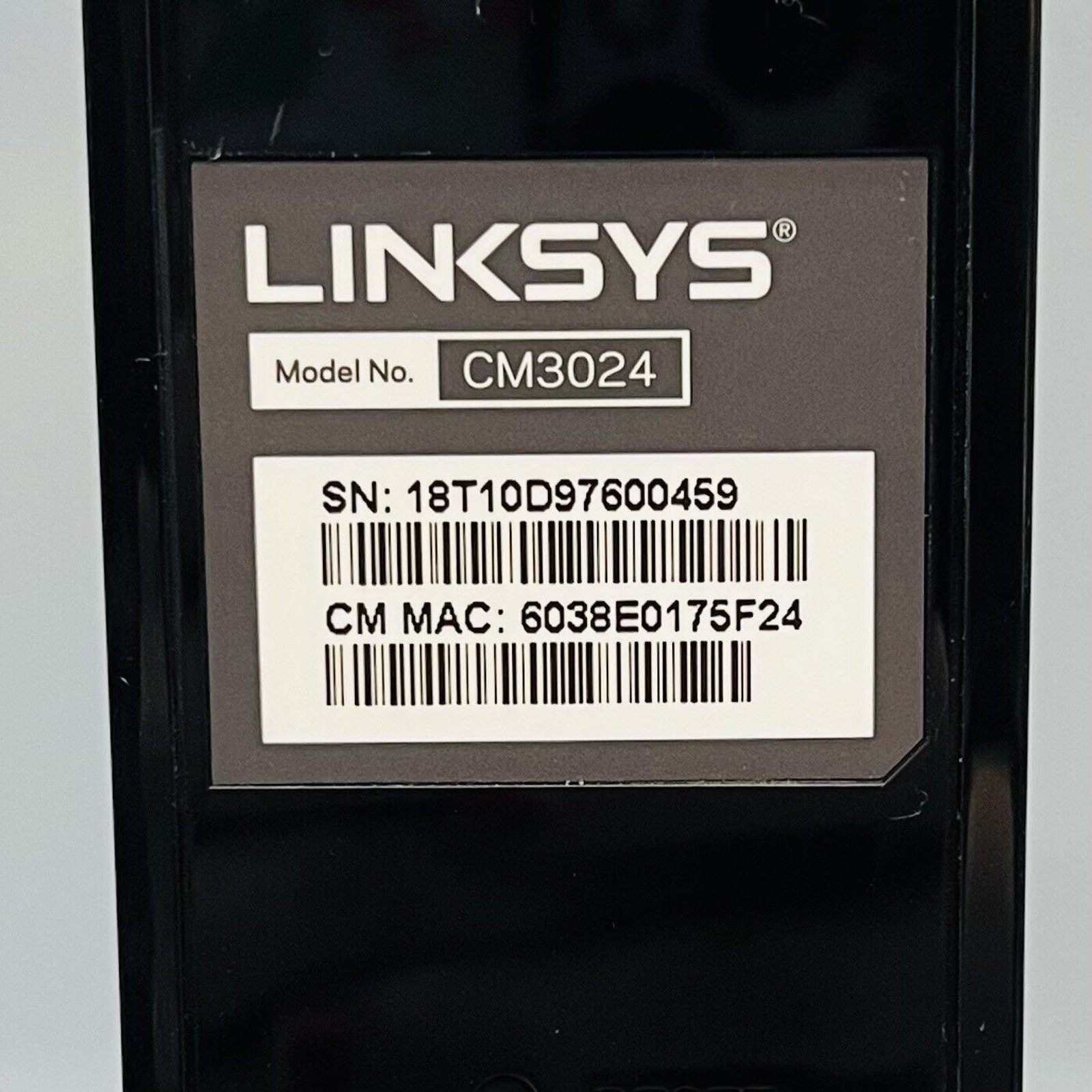 Linksys CM3024 24 X 8 Cable Modem Docsis 3.0 Intel With Adapter Used
