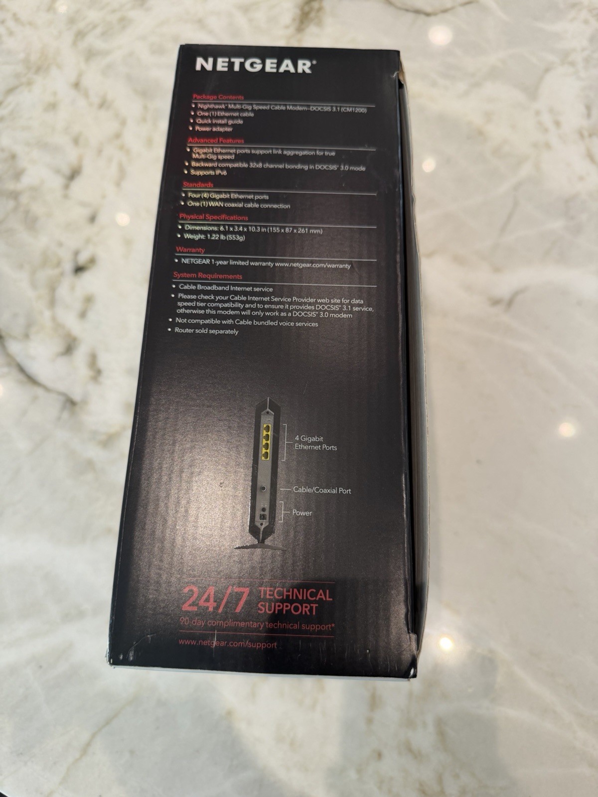 NEW Unused NETGEAR Nighthawk CM1200 DOCSIS 3.1 Multi-Gig Modem 4-Port 10Gbps