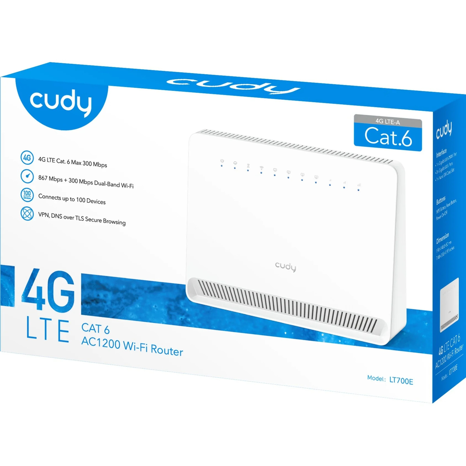 Cudy ac1200 Wi-Fi 4G LTE-CAT6 GIGABIT ROUTER LT700V MESH ROUTER (