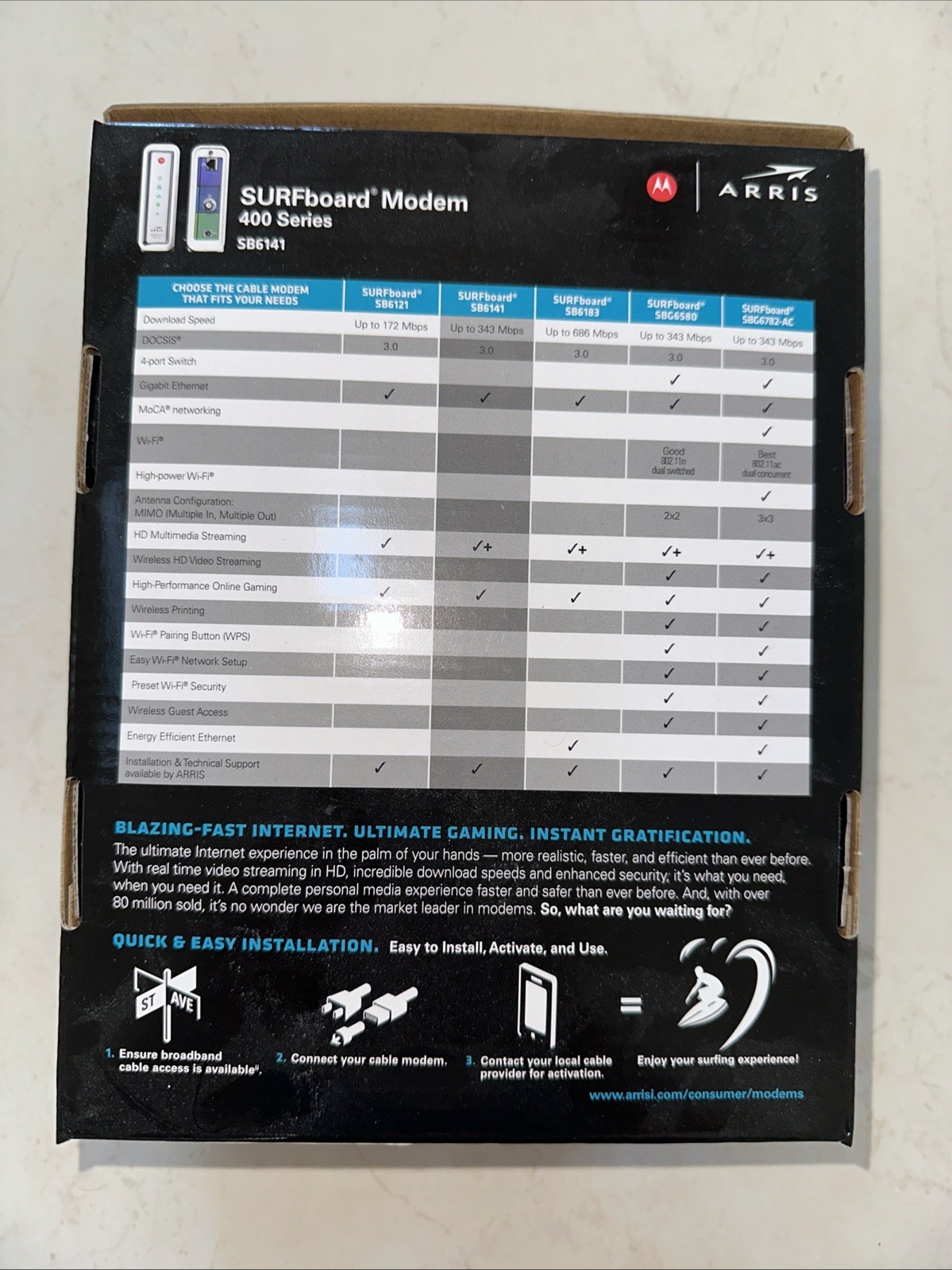 Motorola Arris SURFboard Modem 400 Series Model SB6141 White