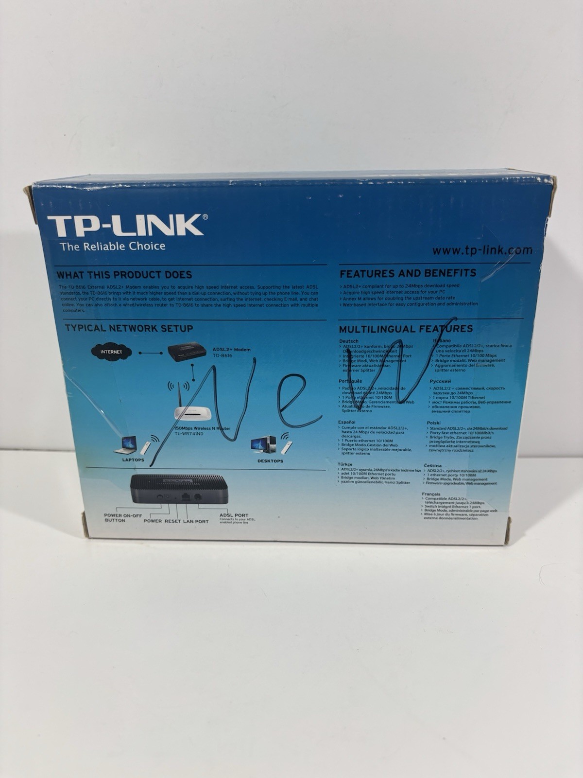TP-Link TD-8616 ADSL2+ Modem High Speed Broadband 24Mbps RJ45 – Brand New