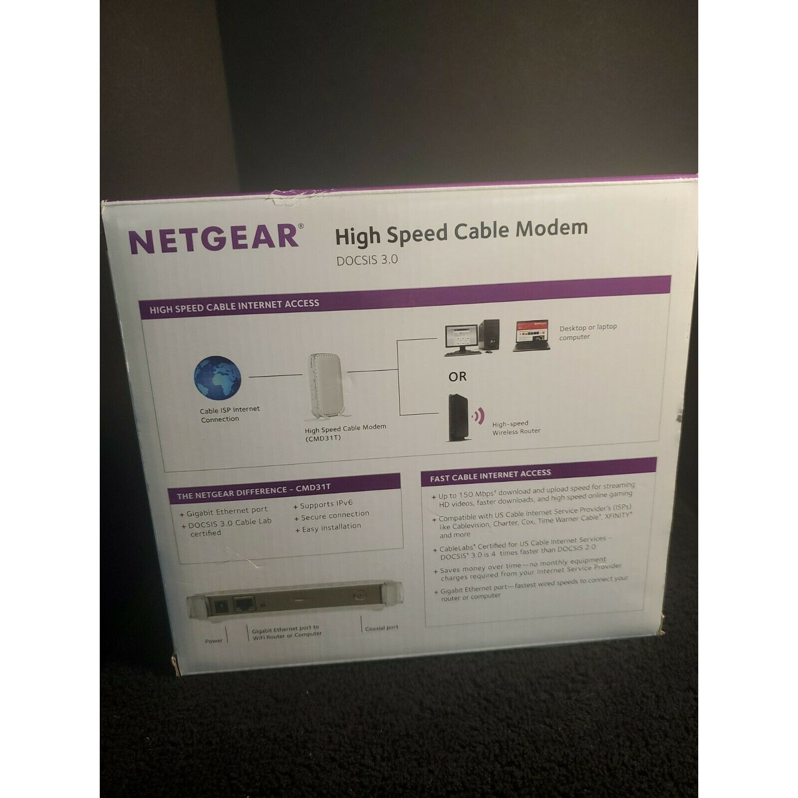 NETGEAR CMD31T-100NAS Cable Modem-New