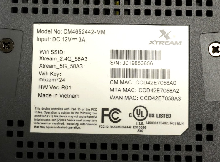 Xtream DOCSIS 3.1 Dual-band AX6000 Wi-Fi 6 Cable Gateway Arcadyan CM4652442-MM