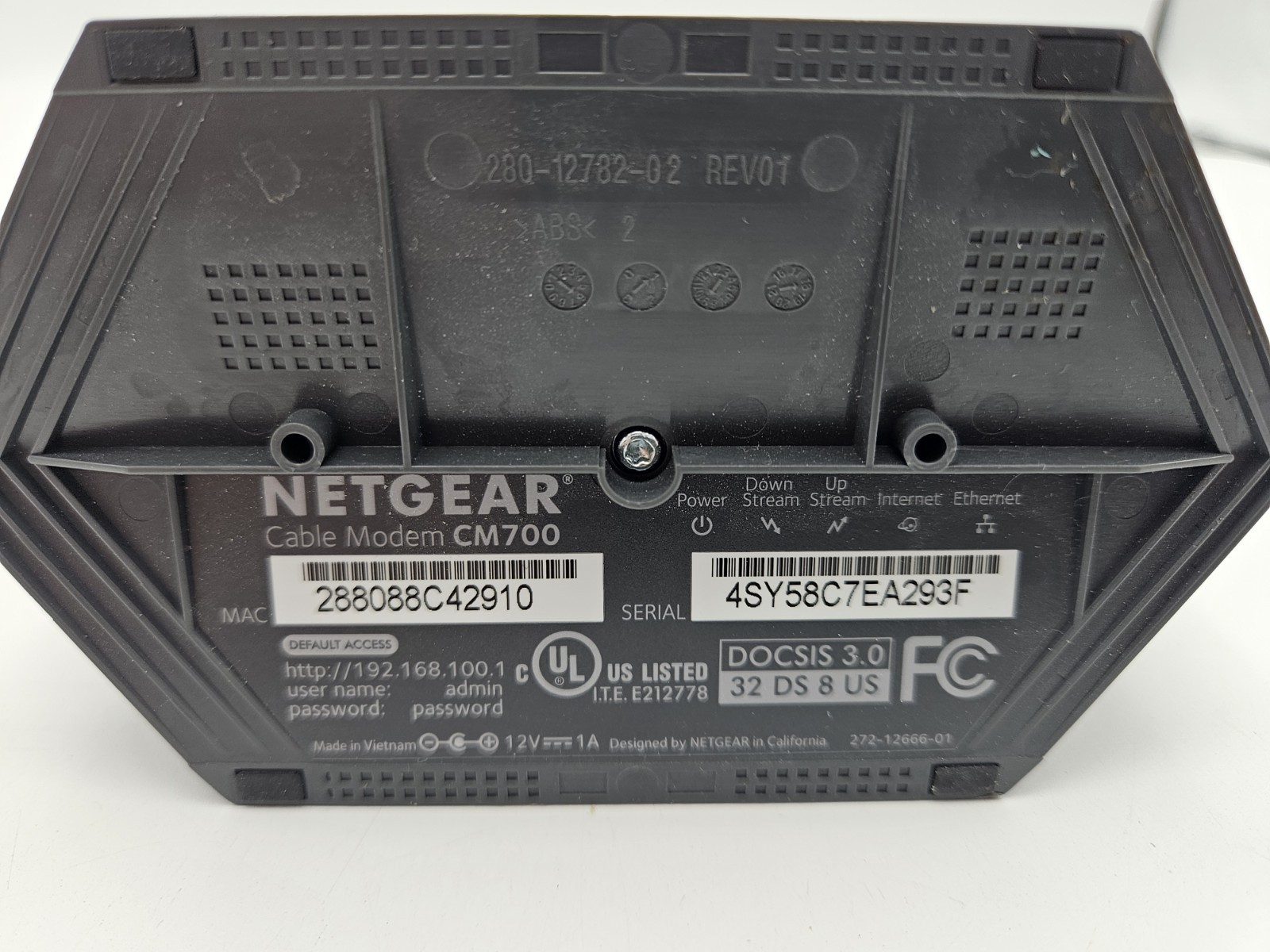 Netgear CM700 Cable Modem Wired High Speed 800Mbps DOCSIS 3.0 Ethernet Port