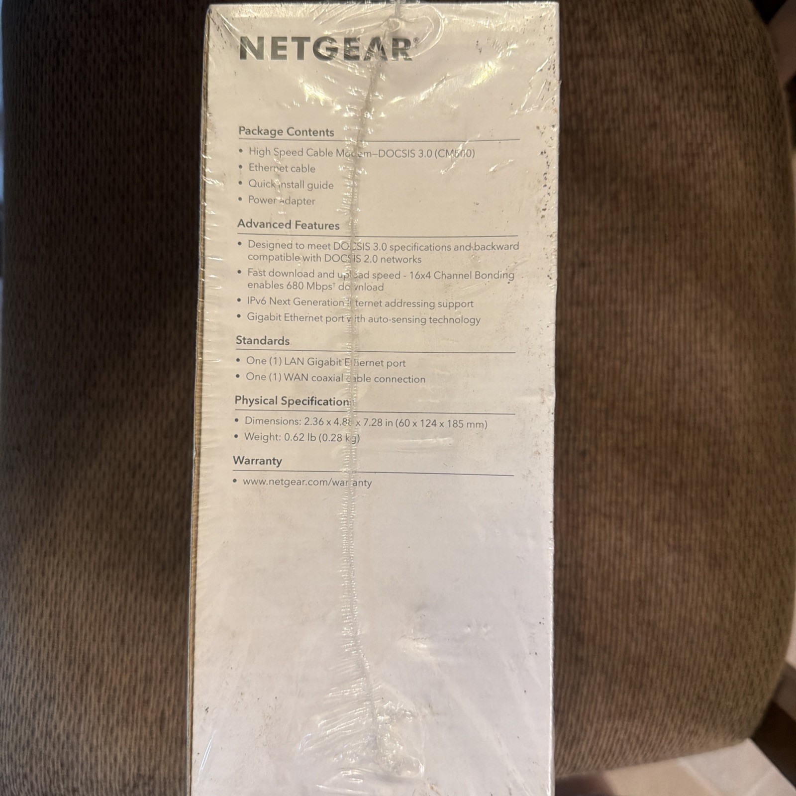 Netgear CM500 DOCSIS 3.0 680Mbps Cable Modem Xfinity Spectrum Cox Internet New