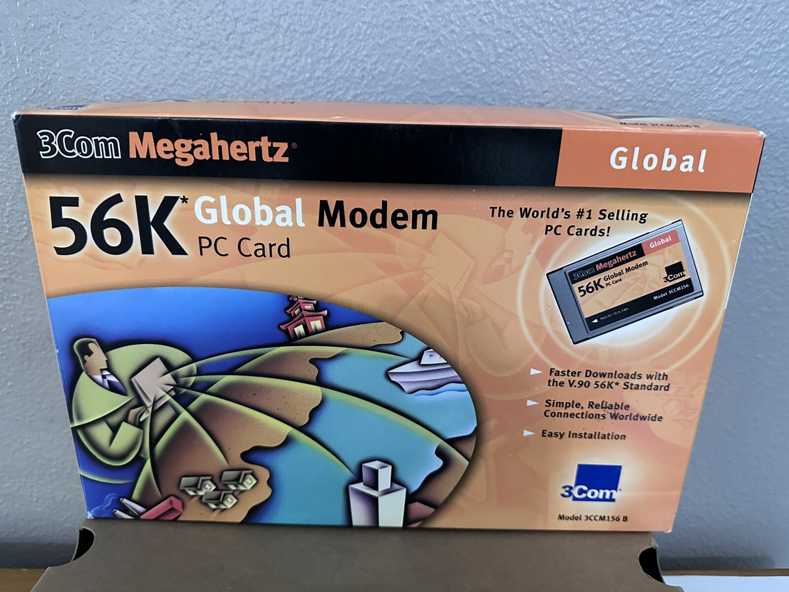 3Com 56K Global Modem Card W/ Box Cords, CD’s, Disk And Pamplets.