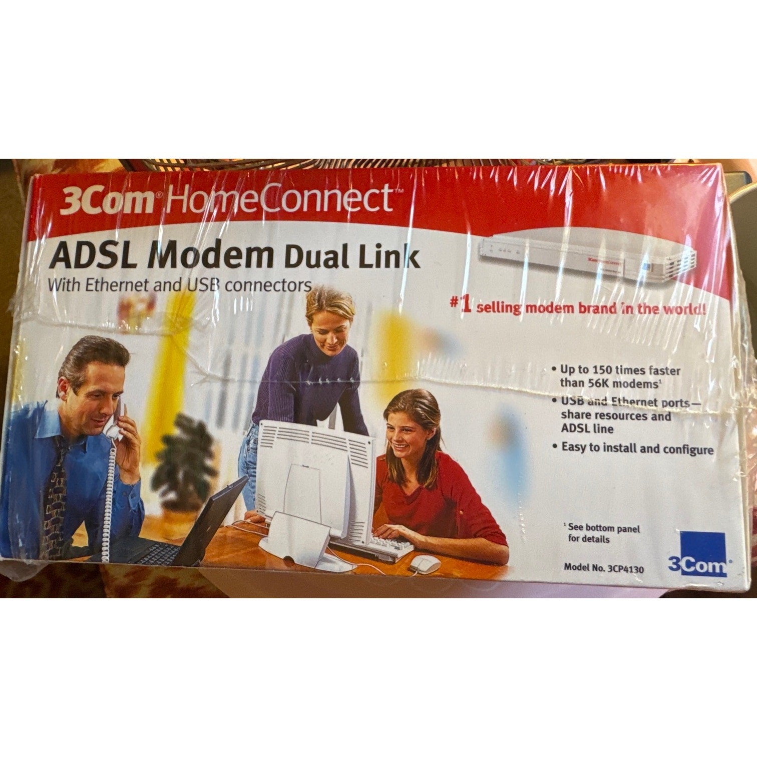 2 Day 50%! 3Com HomeConnect ADSL Modem Dual Link Ethernet USB Connectors 3CP4130