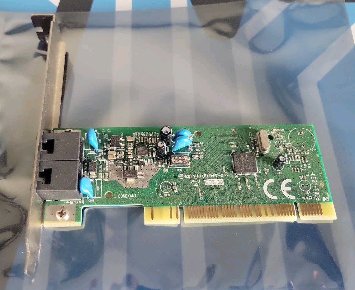 Vntg 2005 Conexant RD01-D850 PCI v92 56K Modem Fax RJ11 Phone Full Profile Card