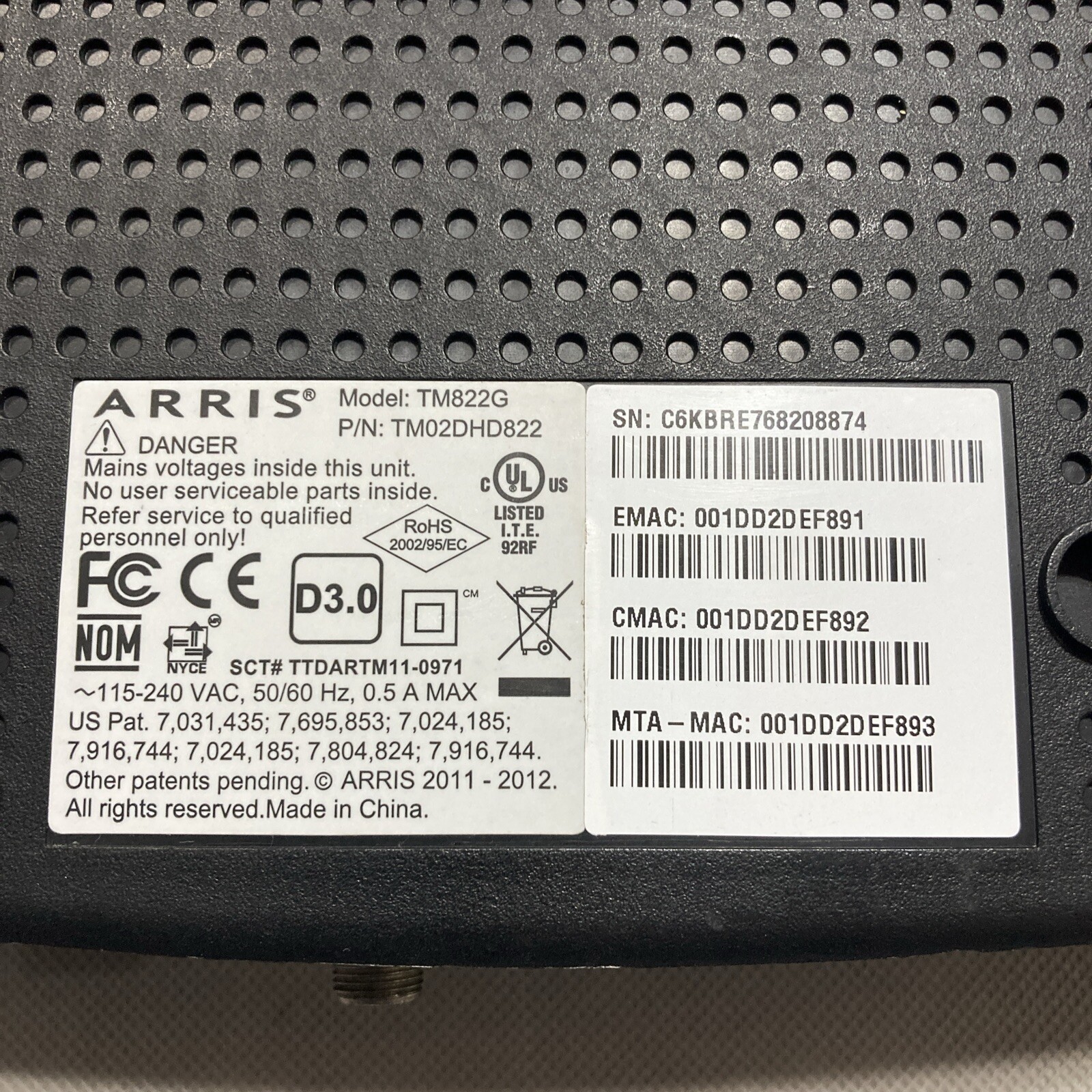 Arris TM822G Touchstone DOCSIS 3.0 8×4 Cable Modem VoIP