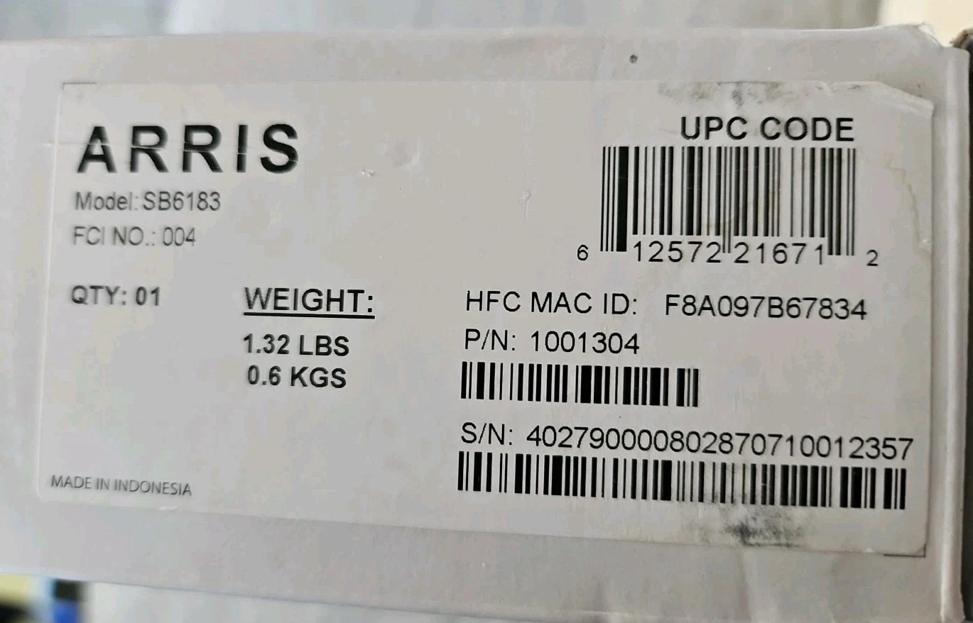 ARRIS – SURFboard SB6183 16 x 4 DOCSIS 3.0 Cable Modem – NEW