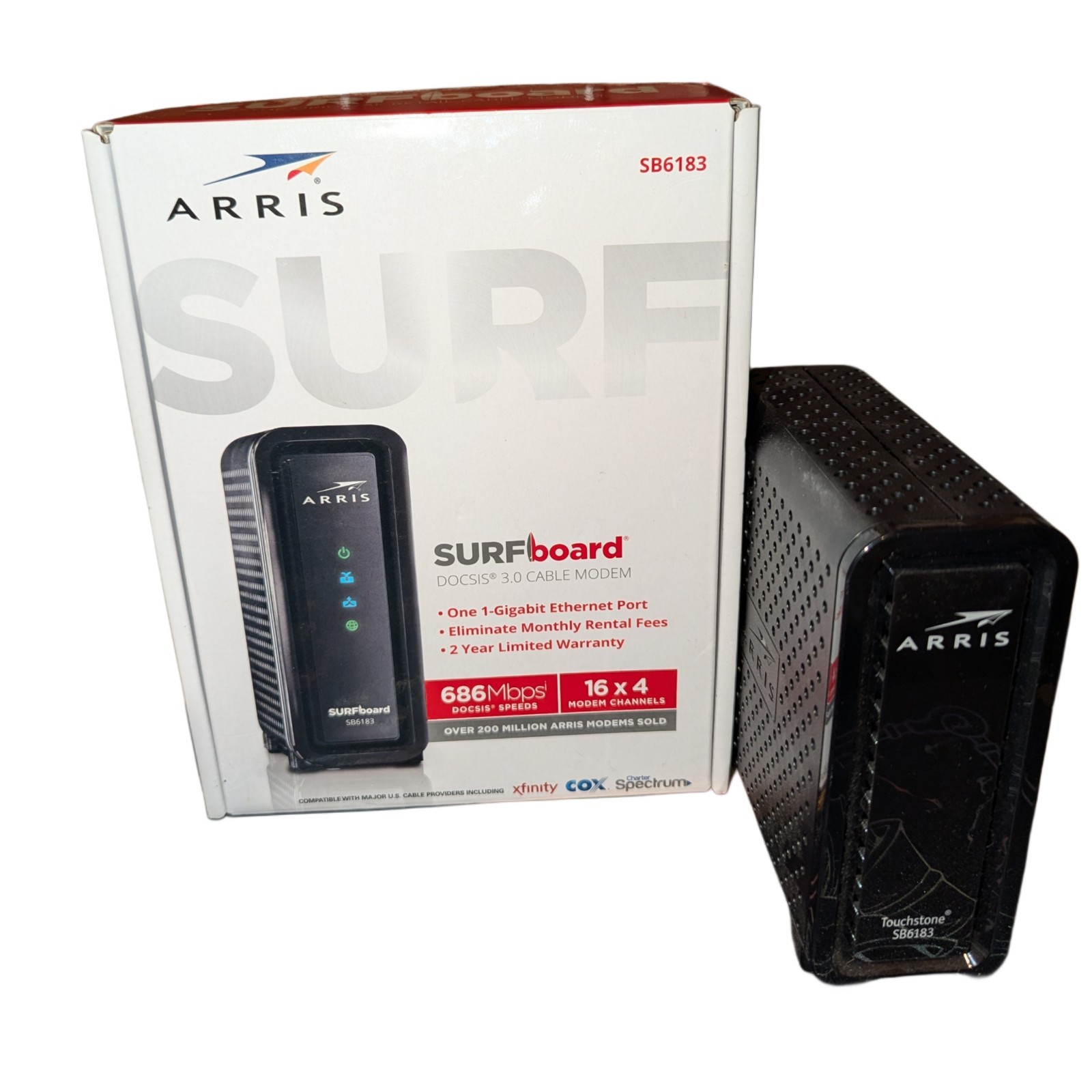 ARRIS SURFboard SB6183 DOCSIS 3.0 Cable Modem, 686 Mbps Max No Ethernet Cable