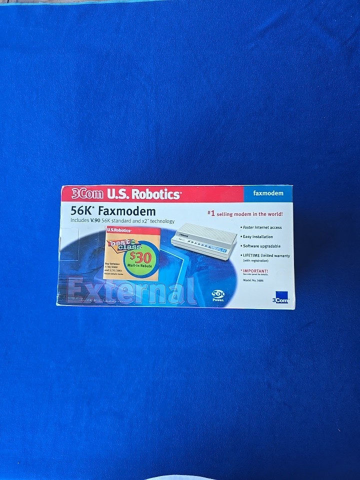 NEW Sealed 3Com U.S. Robotics 56K External Faxmodem Model 5686