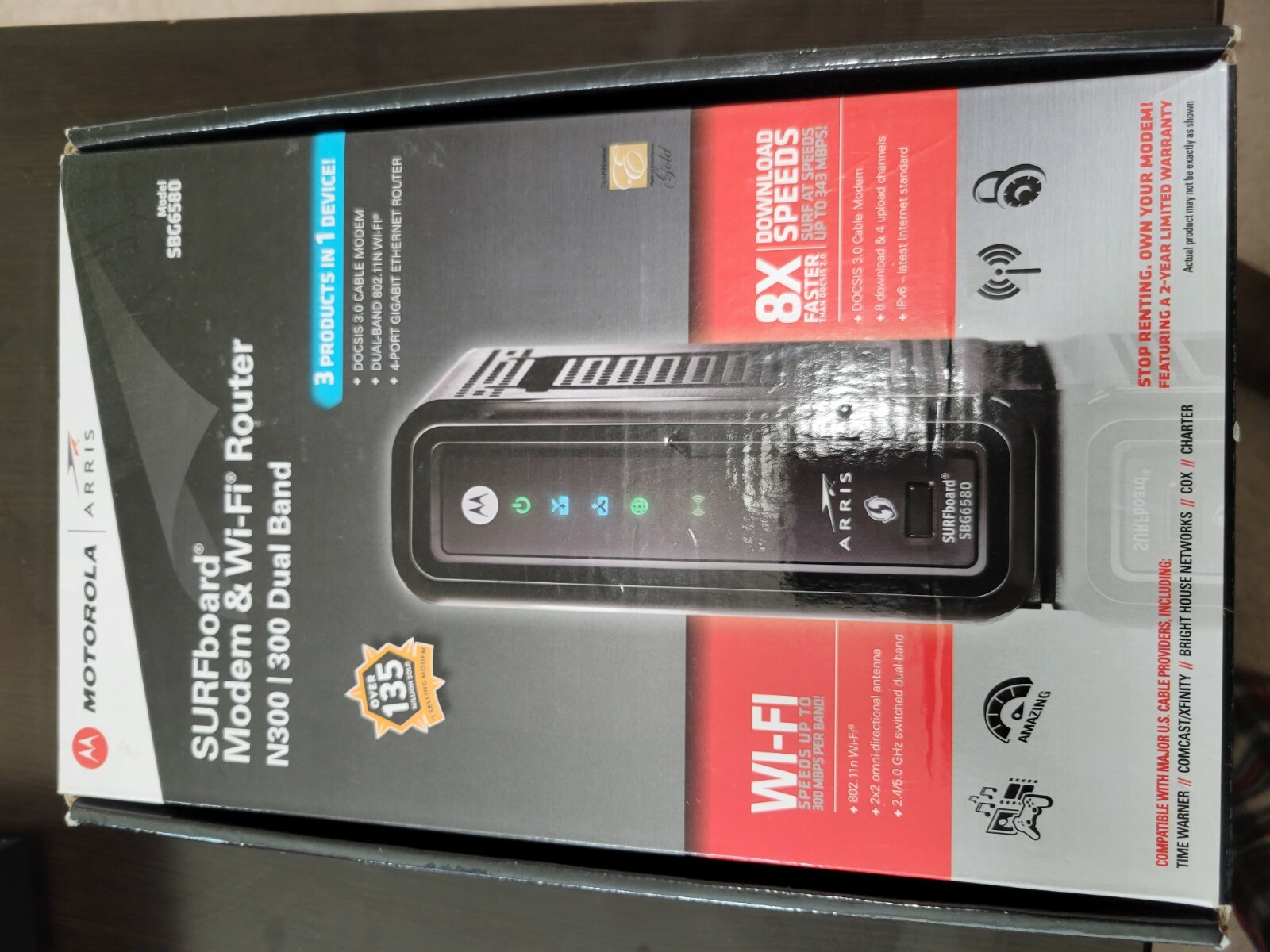 Motorola ARRIS SURFboard SBG6580 DOCSIS 3.0 Cable Modem Wi-Fi Router N300