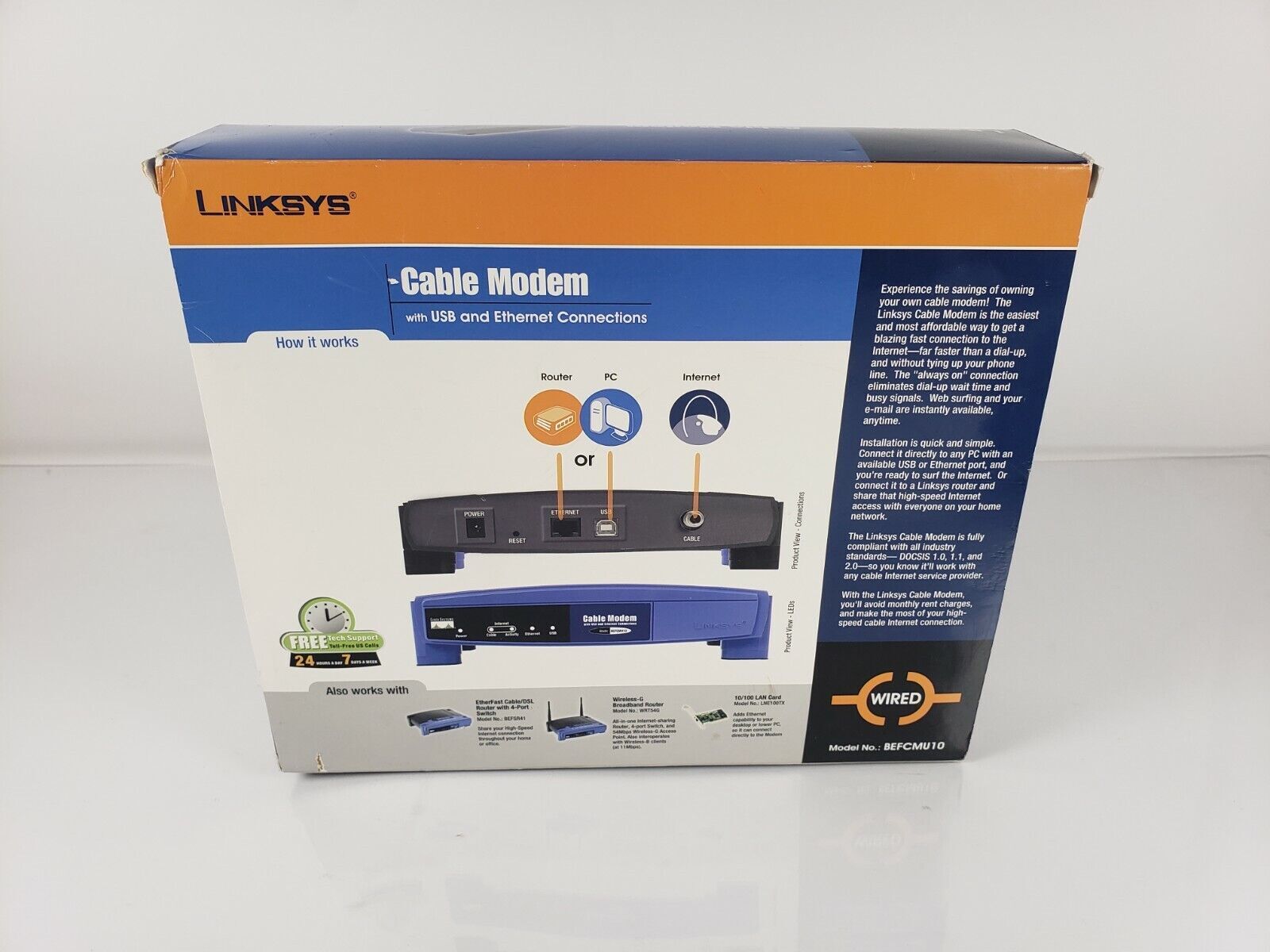 Linksys BEFCMU10 Ver.3 Cable Modem w/ USB & Ethernet Connections 42.88 Mbps