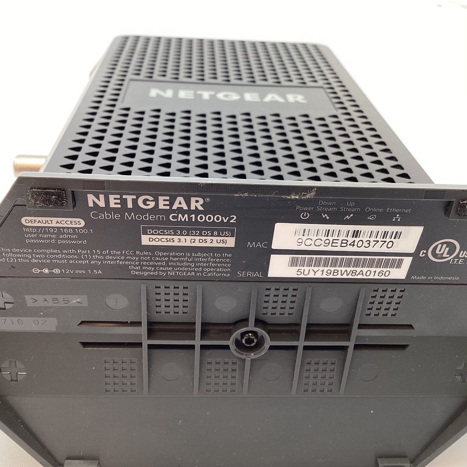 NETGEAR CM1000V2 Nighthawk DOCSIS 3.1 Cable Modem w/ Power Cord – Nice