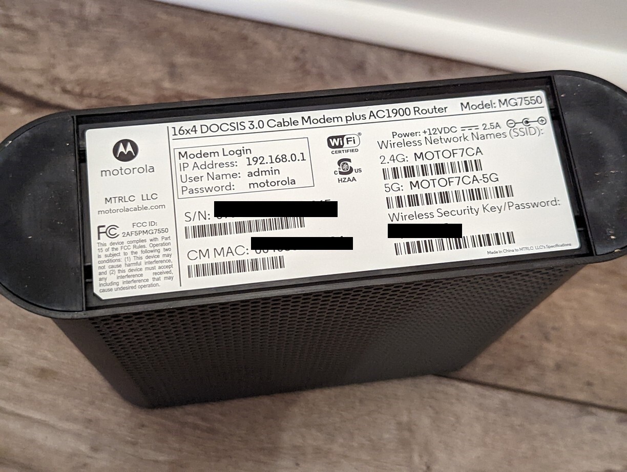 Motorola MG7550 16×4 High Speed ​​Cable Modem – Black – In Great Condition NR