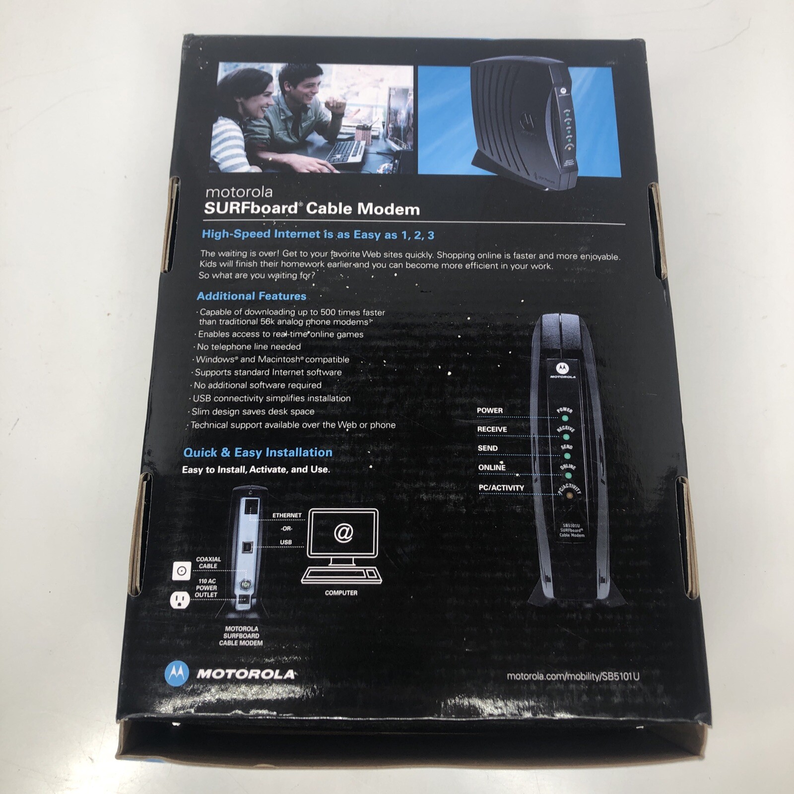 Motorola SB5101U Surfboard Cable Modem w/Box Open Box