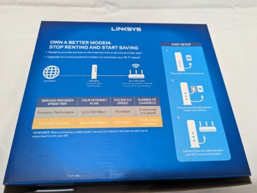 LINKSYS CM3024 High Speed DOCSIS 3.0 24×8 Cable Modem Xfinity Cox Charter Others