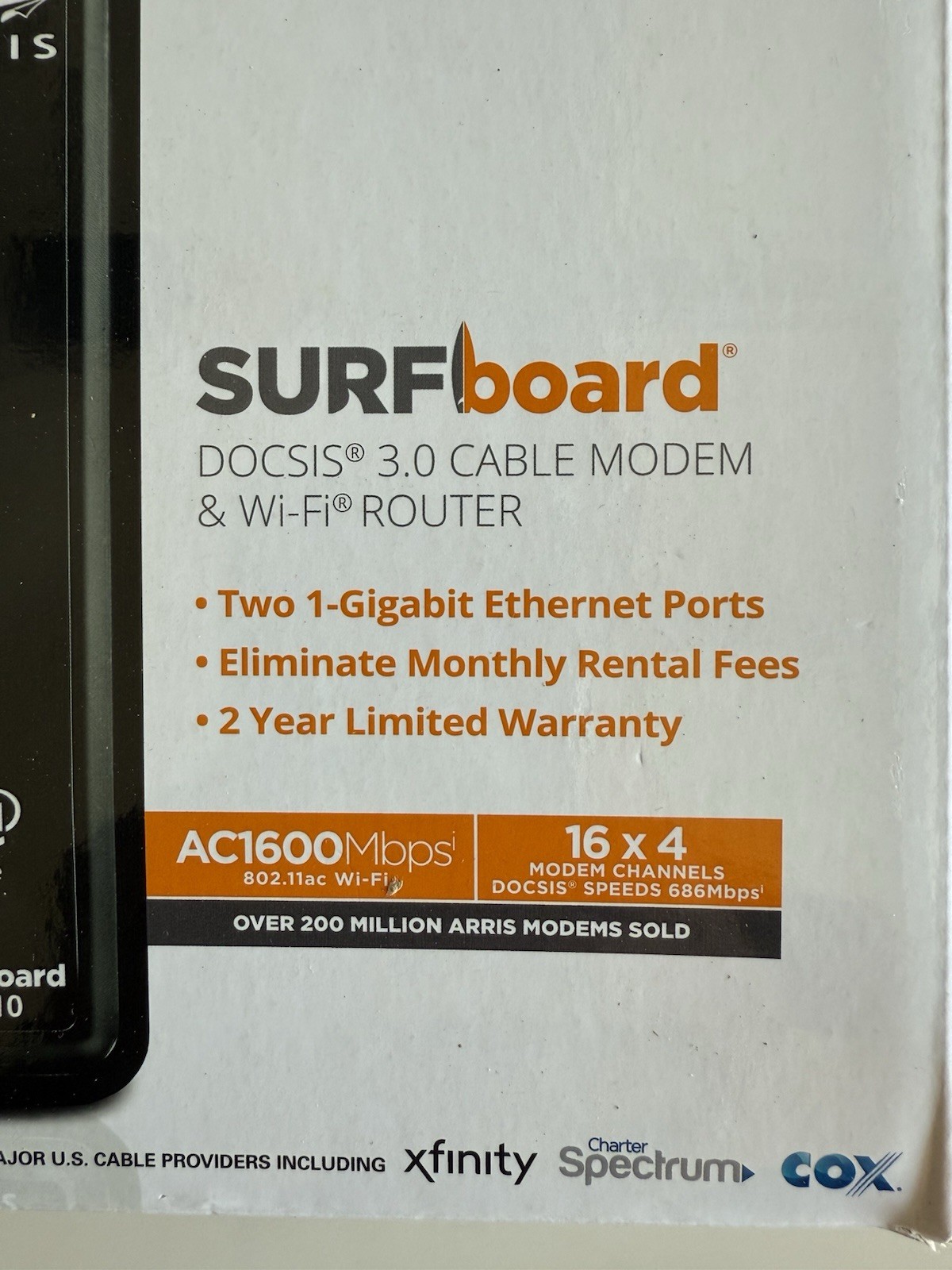 ARRIS SURFboard DOCSIS 3.0 Cable Modem & Wi-Fi Router SBG10 AC1600 Mbps – New