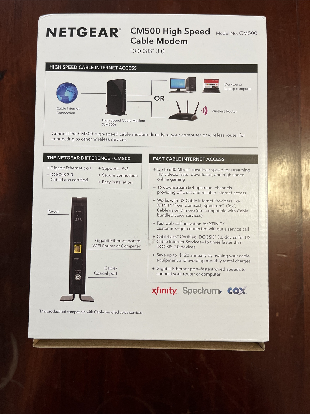 NETGEAR Cm500-1aznas 16×4 DOCSIS 3.0 Cable Modem Max Download Speeds of 686mbps