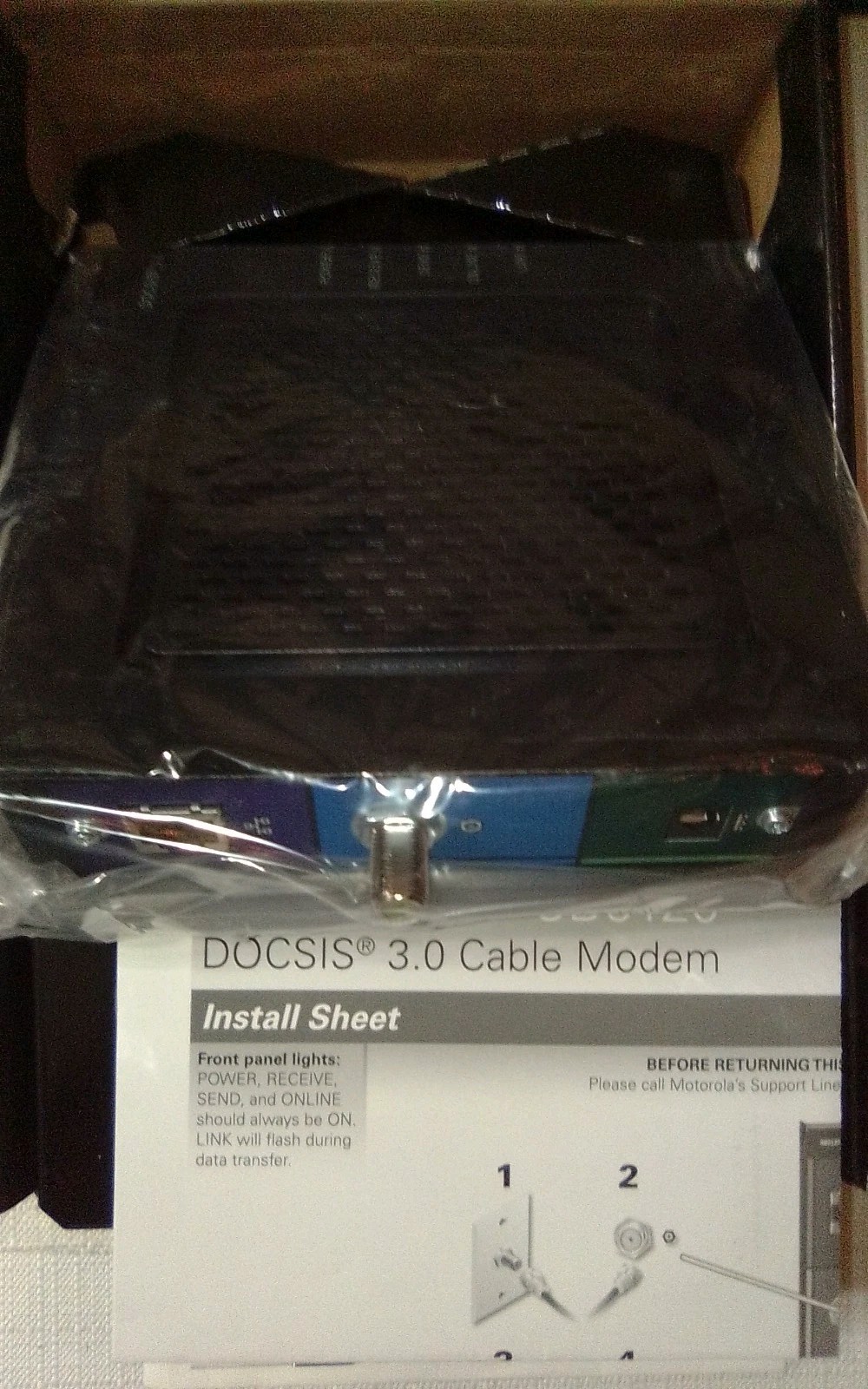 Motorola SB6120 SURFboard Docsis 3.0 Cable Modem, Black, 150 Mbps New Open Box