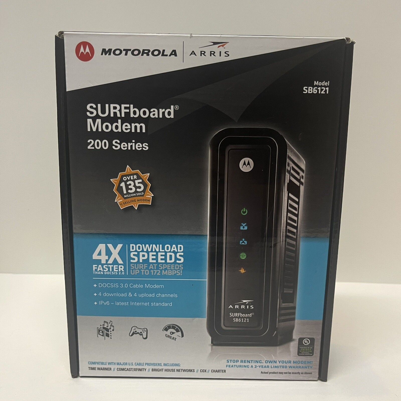 Motorola SB6121 Modem Surfboard Cable 3.0 Docsis Arris Black Internet