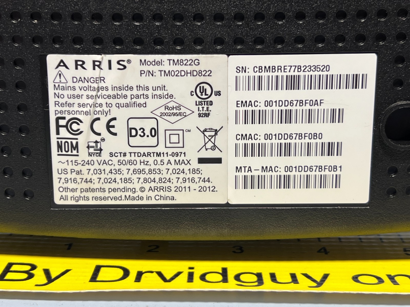 ARRIS Touchstone TM822G DOCSIS 3.0 Telephony Cable Modem – 8×4 – VoIP – Black