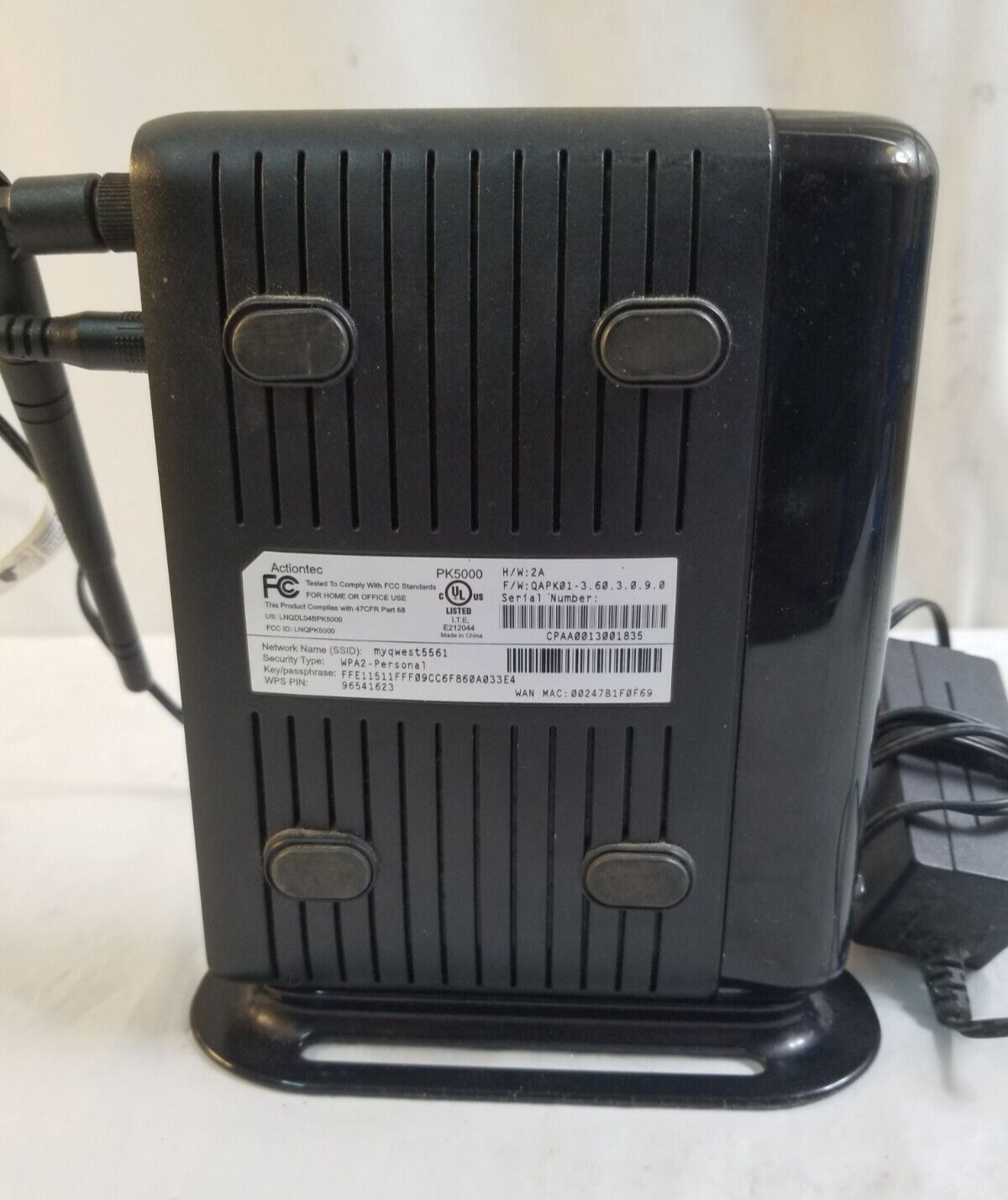 ACTONTEC PK500 Wireless DSL Modem w Power Supply