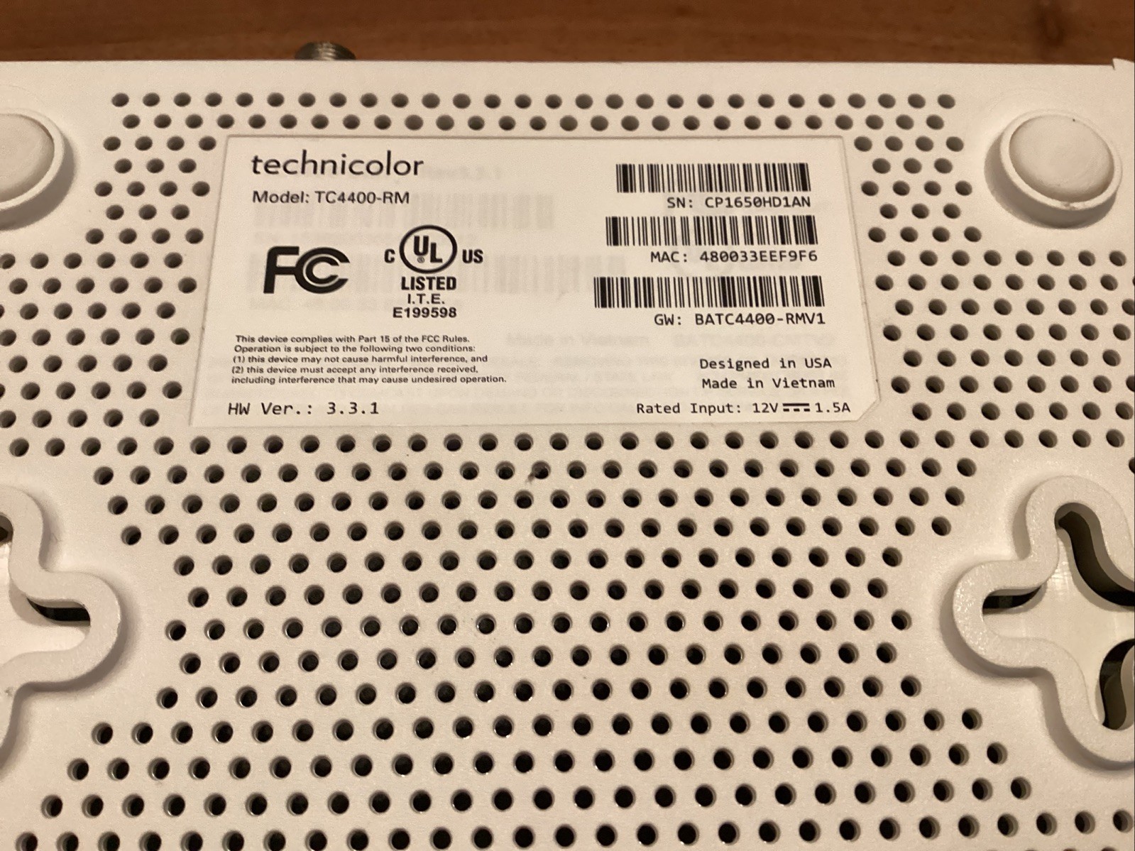 Technicolor TC4400-RM 2 Gigabit Cable Modem