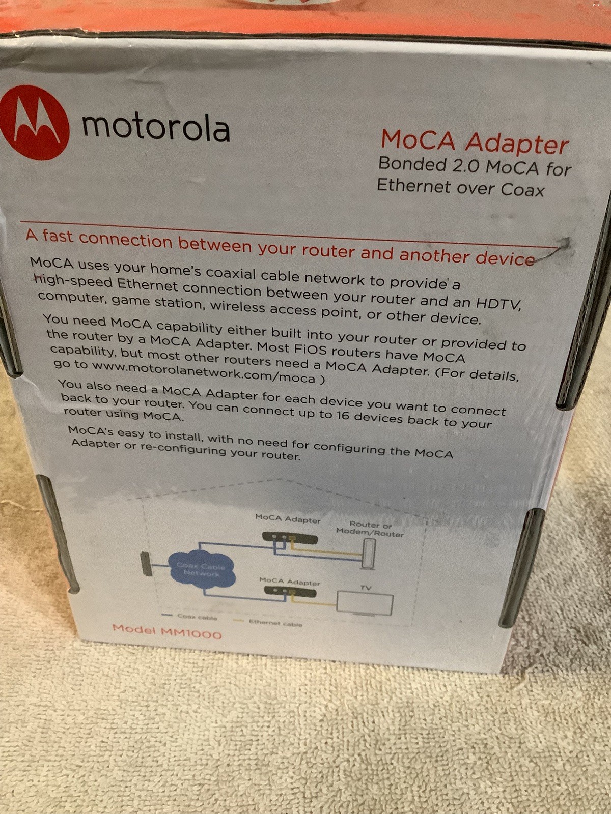 Motorola MOCA/MM1000 Adapter’s for Ethernet Over Coax Bonded 2.0 NEW SEALED