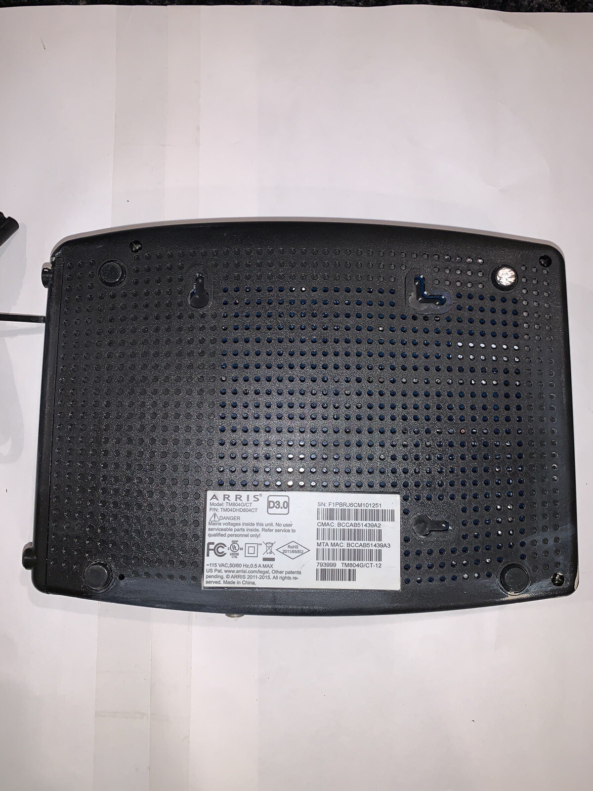 ARRIS Touchstone TM804G/NA-12 DOCSIS 3.0 Internet Telephone, Telephony Modem L14