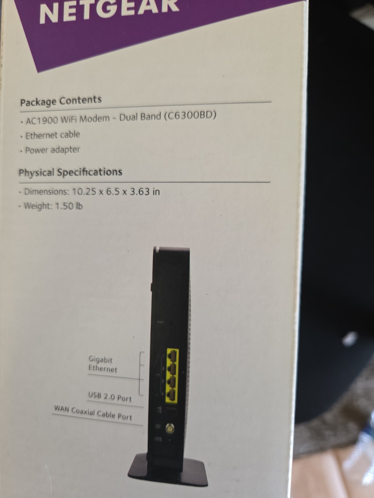 NETGEAR C6300BD DOCSIS 3.0 AC1900 Data Gateway