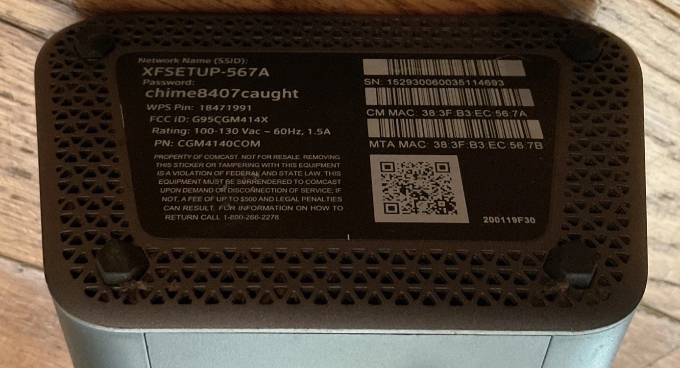 Xfinity XB6-A WIFI Router & Modem No Power Cord For Parts or Not Working