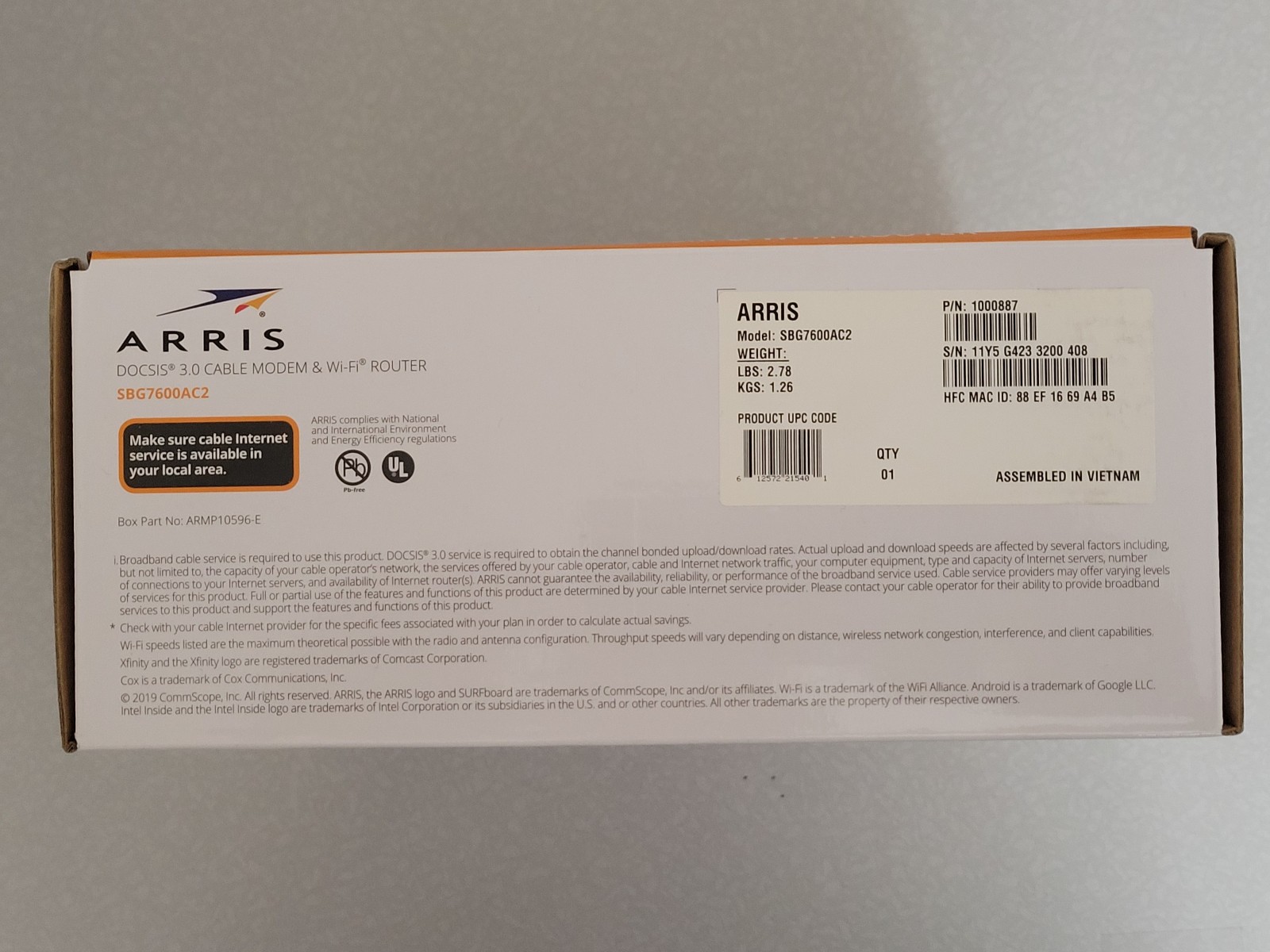 ARRIS SBG7600AC2 Surfboard Cable Modem & WiFi Router – DOCSIS 3.0 & AC2350