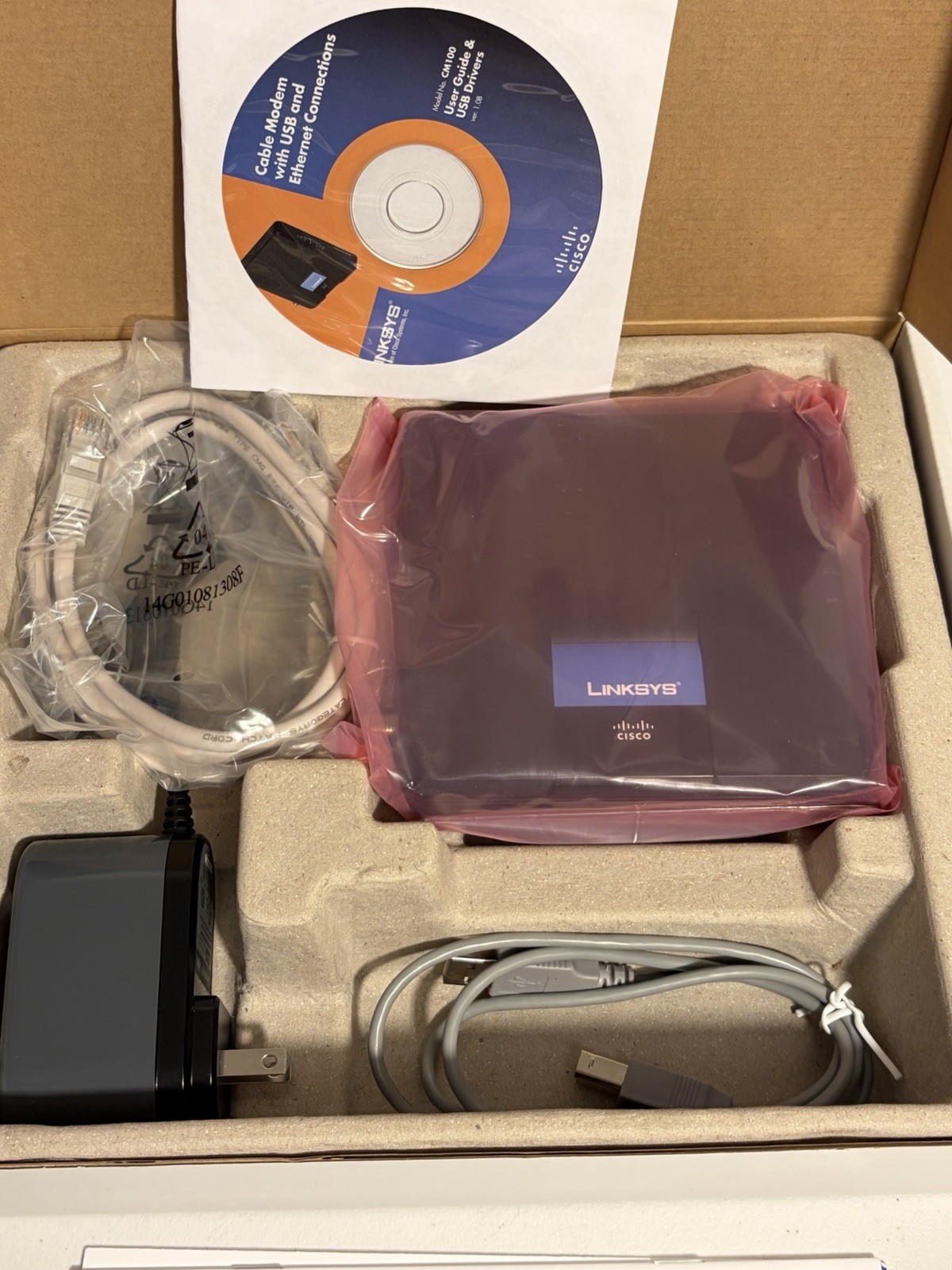 Cisco-Linksys Cable Modem with USB And Ethernet Connections Model #CM100