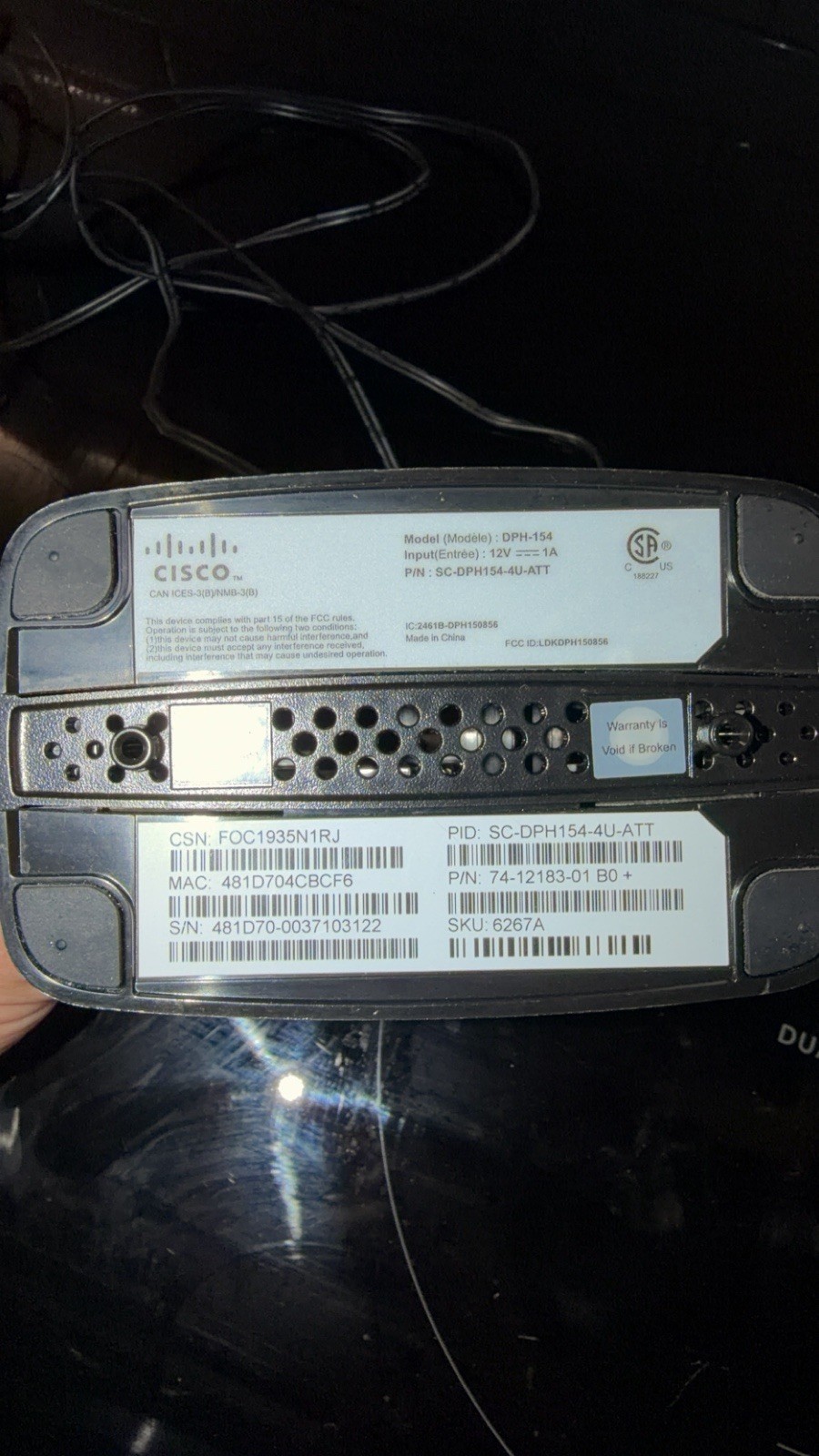 Cisco DPH-154 AT&T MicroCell Network Extender 4G Ethernet RJ-45 Black