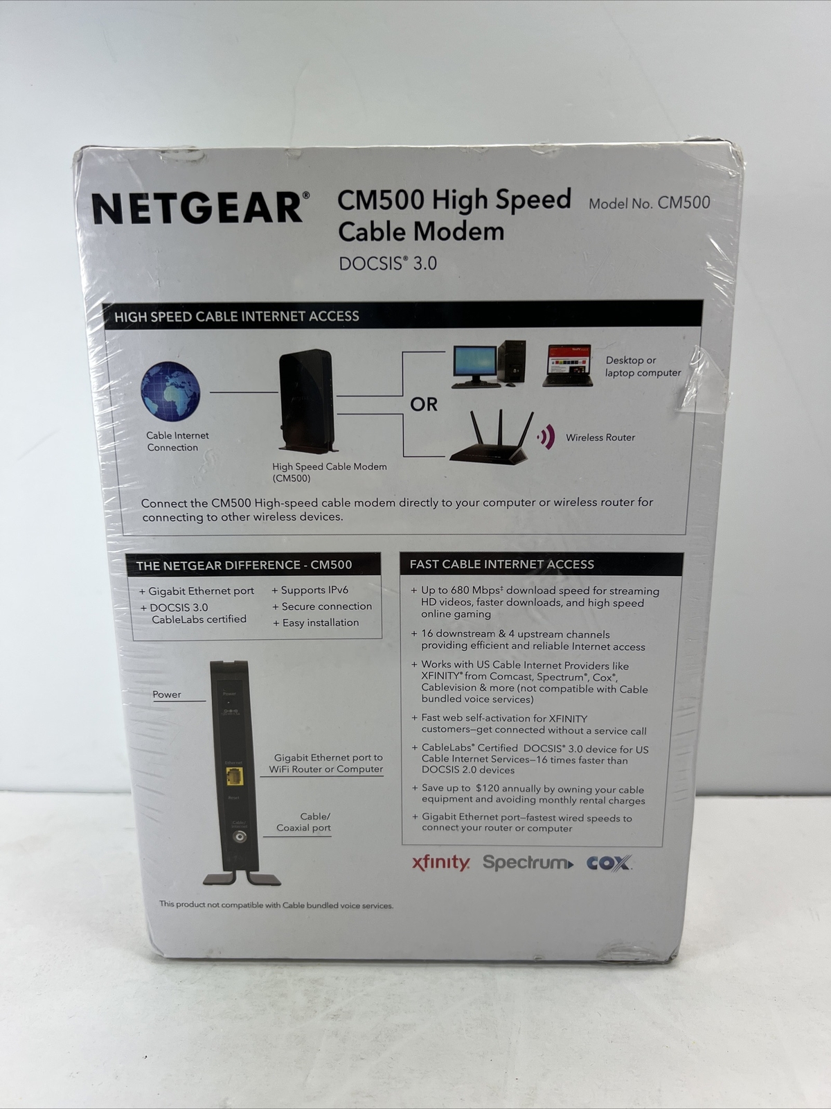 NETGEAR CM500-1AZNAS 16×4 DOCSIS 3.0 Cable Modem Max Download Speeds of 686mbps
