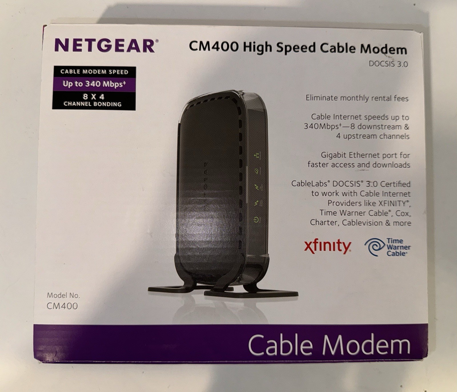 *NO CORDS* NETGEAR CM400 High Speed Cable Modem DOCSIS 3.0 | 340 Mbps