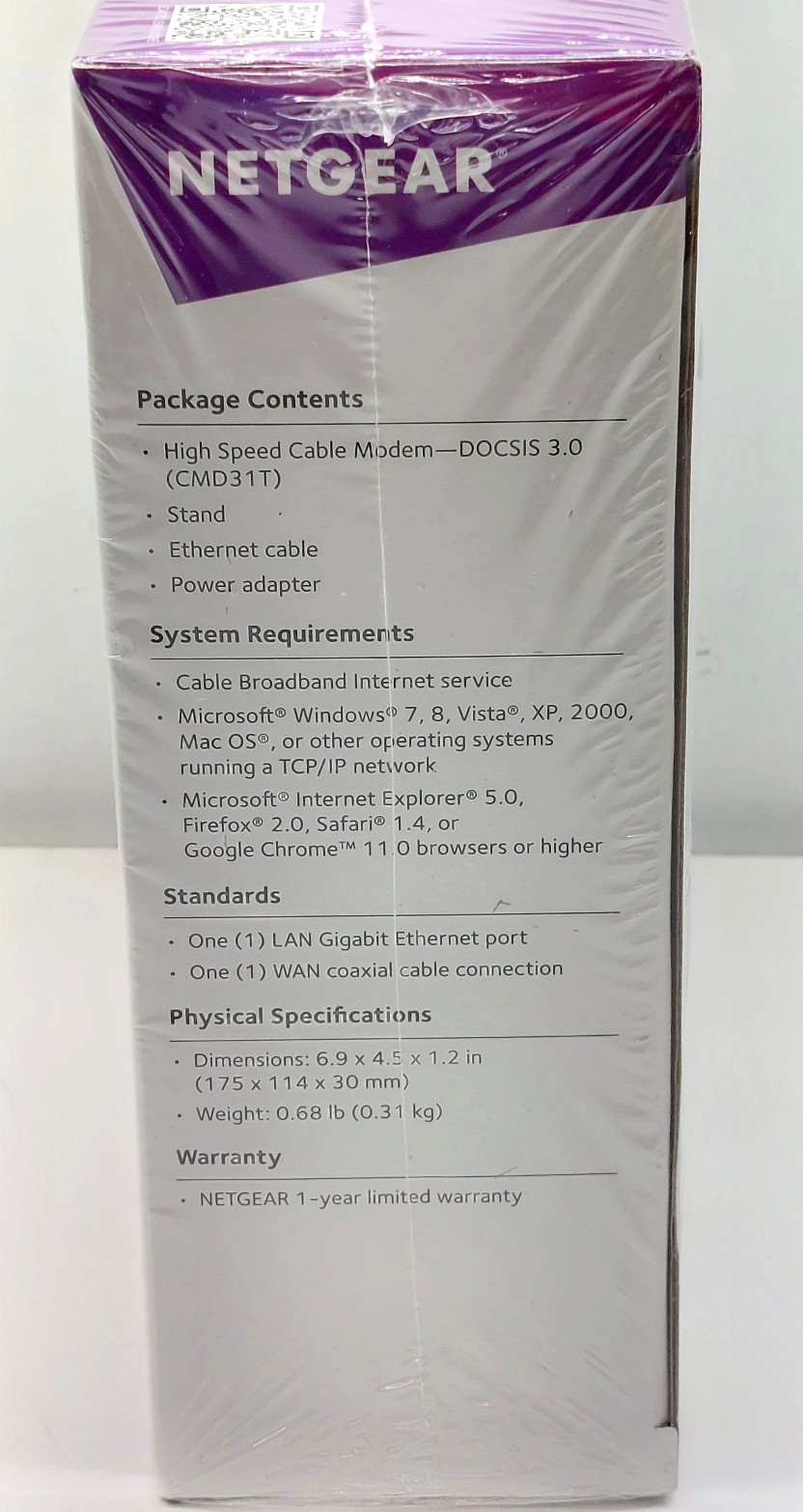 Netgear High Speed Cable Modem CMD31T DOCSIS3.0