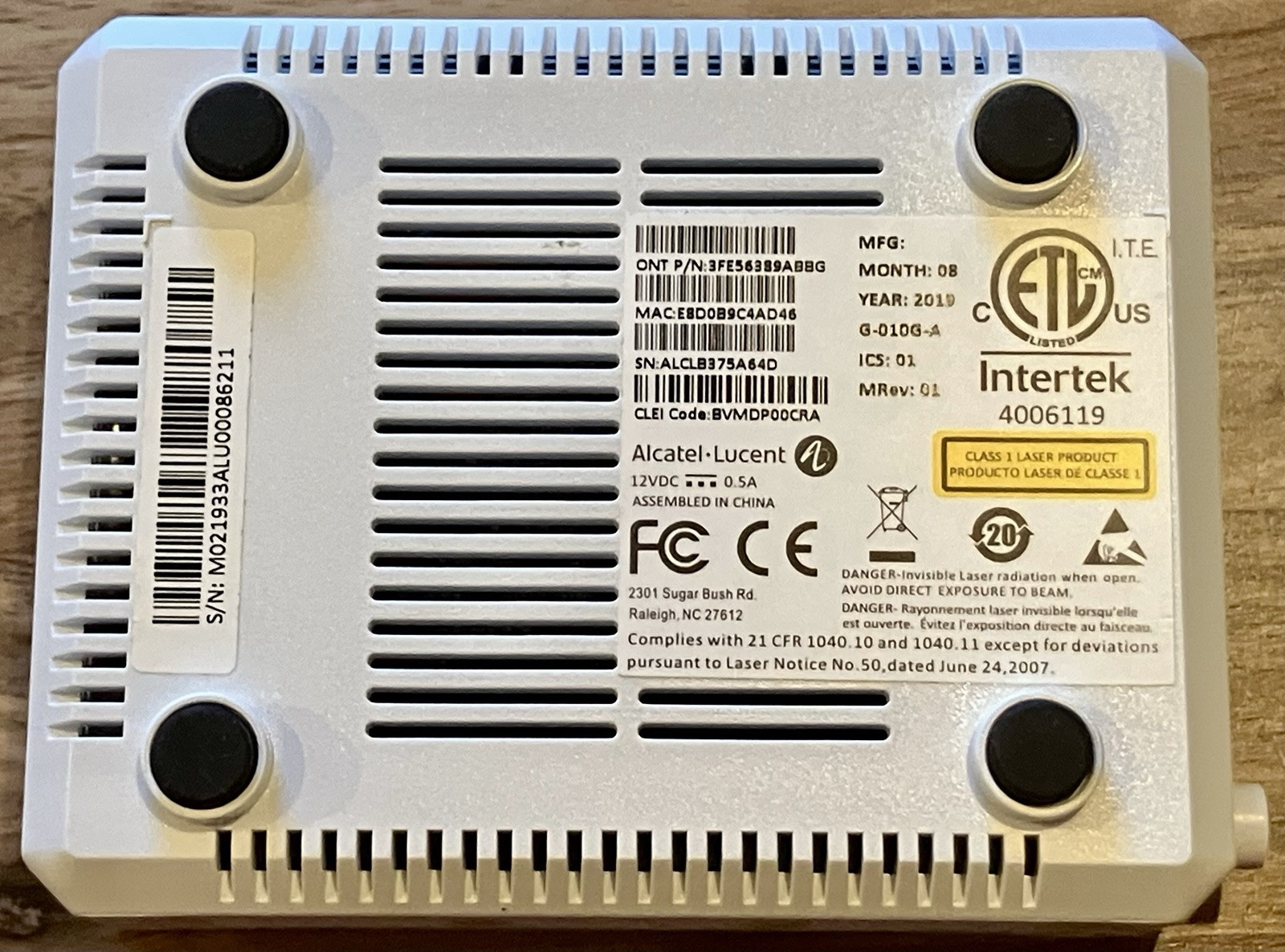 Nokia Intertek 3FE56389ABBG Optical Network Terminal G-010G-A