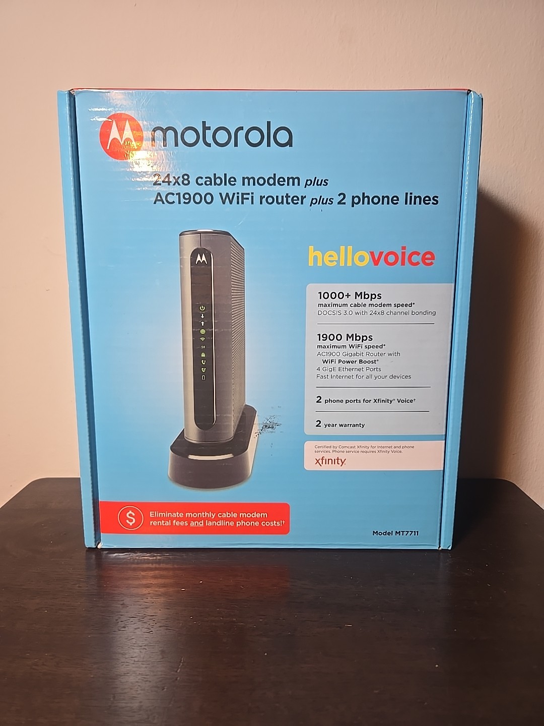 Motorola MT7711 24X8 Cable Modem and AC1900 Dual Band Wi-Fi Gigabit Router 2…