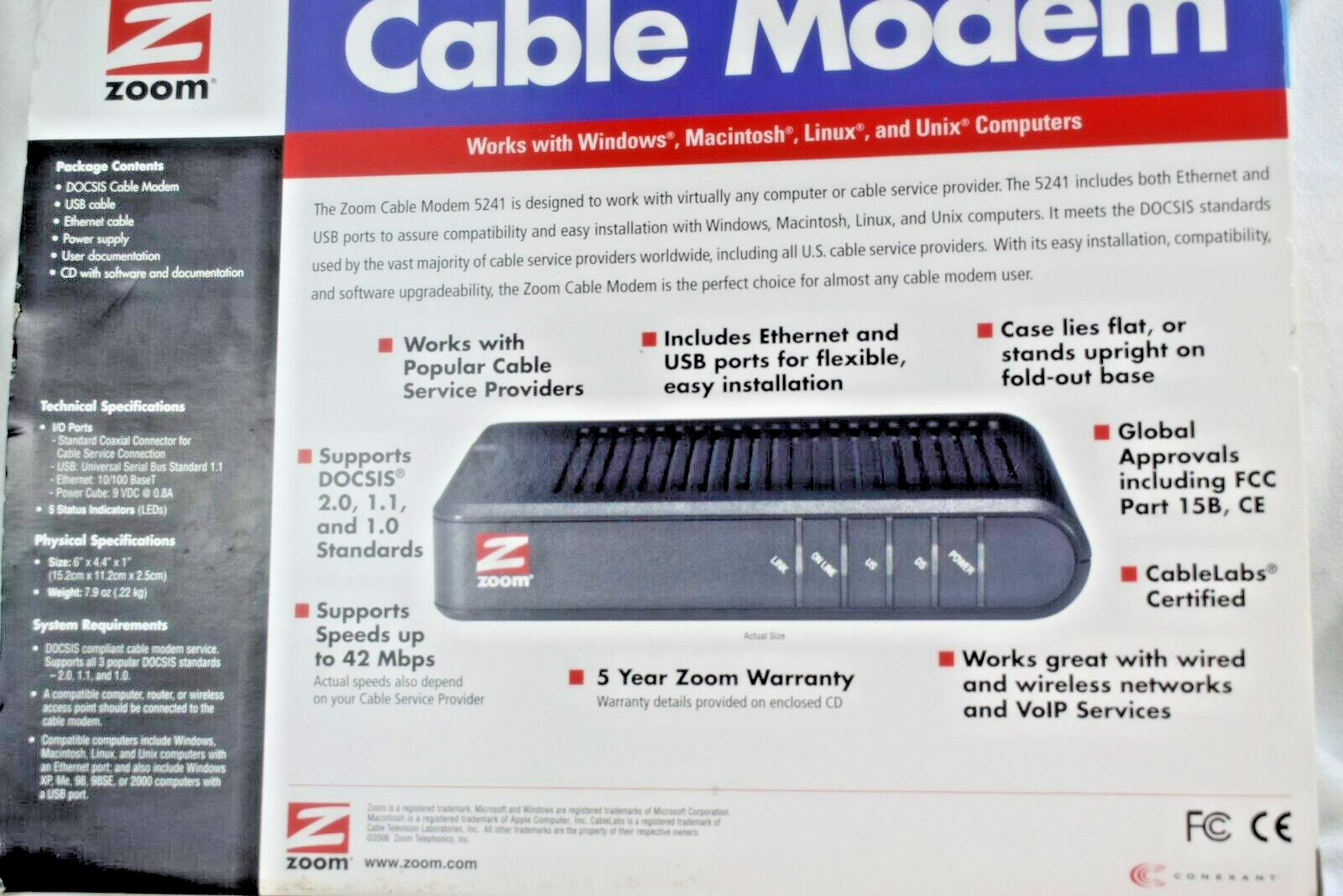 zoom cable modem model 5241 open box Own your own Free shipping