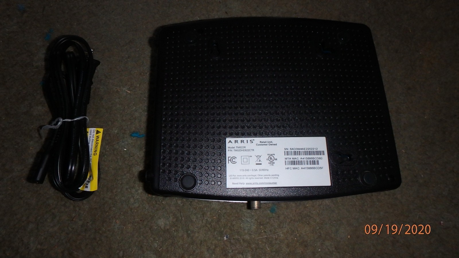 ARRIS Surfboard TM822R Internet & Voice Modem