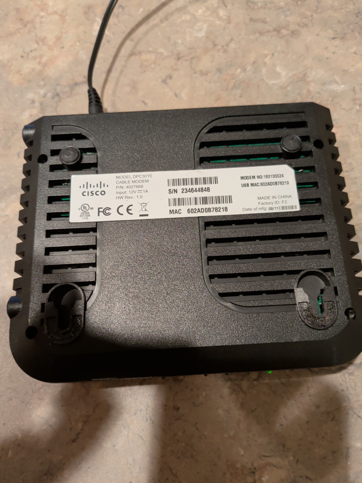 Cisco DPC3010 (4027668) – Docsis3.0 cable modem – Used – Good condition