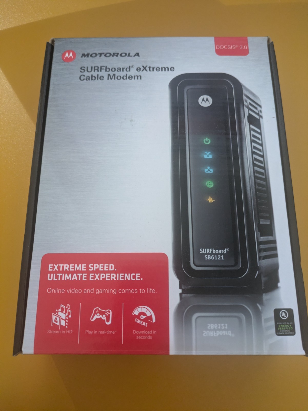 Motorola Arris SURFboard SB6121 DOCSIS 3.0 Cable Modem – Black W/AC Adapter