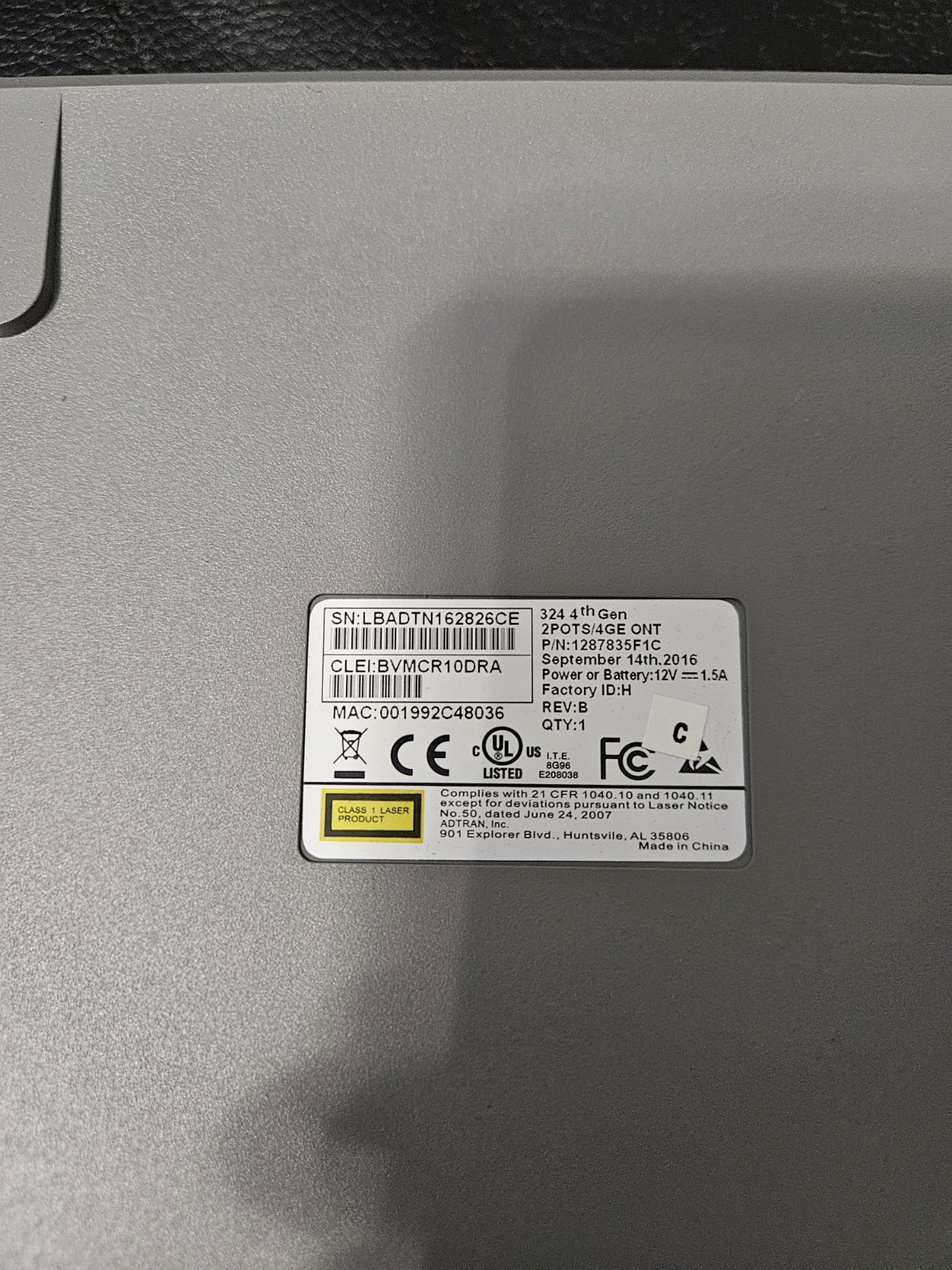 ADTRAN 1287835F1C TA 324 2POTS/4GE ONT (4th Generation) BVMCR10DRA