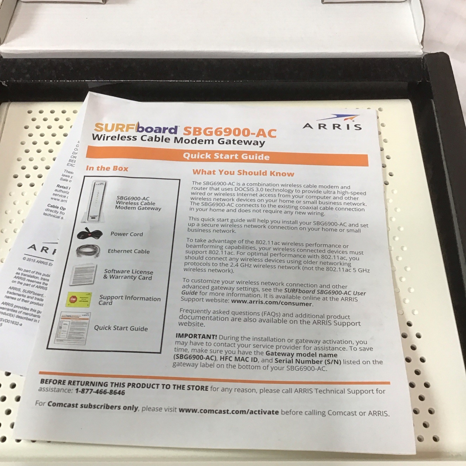 ARRIS SURFboard SBG6900AC Docsis 3.0 Cable Modem & AC1900 Wi-Fi Router