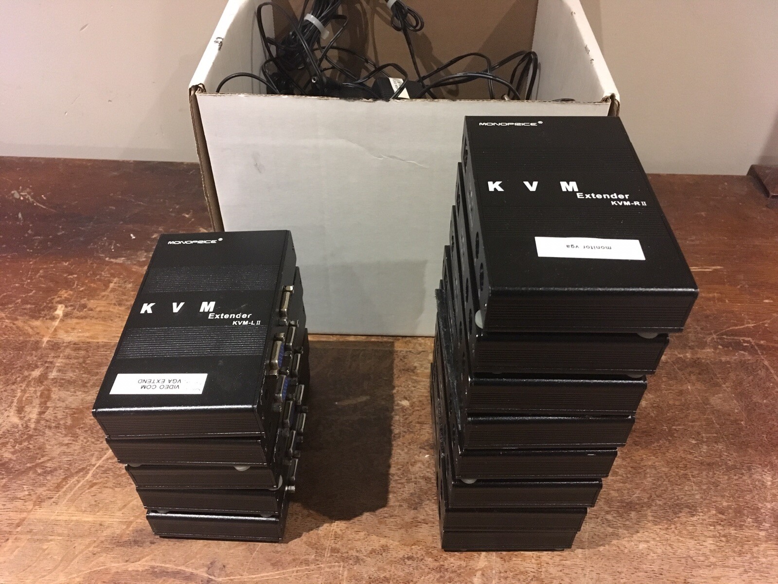 (Lot of 13) Monoprice KVM Extenders KVM-RII (8) KVM-LII (5) Cat5 180 meters